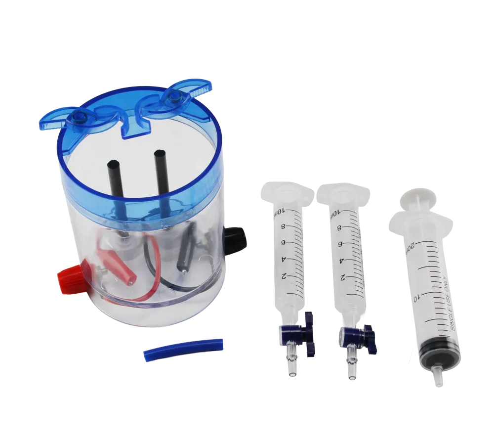Electrolysis tank with syringes